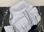 Detachable Small Blue 30cm Womens Nylon Backpack Triangle Logo