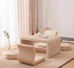The Cane Makes Up Tea Table Natural Straw Woven Floor Table