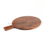 Large Round Acacia Wood Cutting Board with Handle Perfect for Kitchen Charcuteri