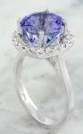 6.02 CTW Natural Blue Tanzanite Ring 18K Solid White Gold