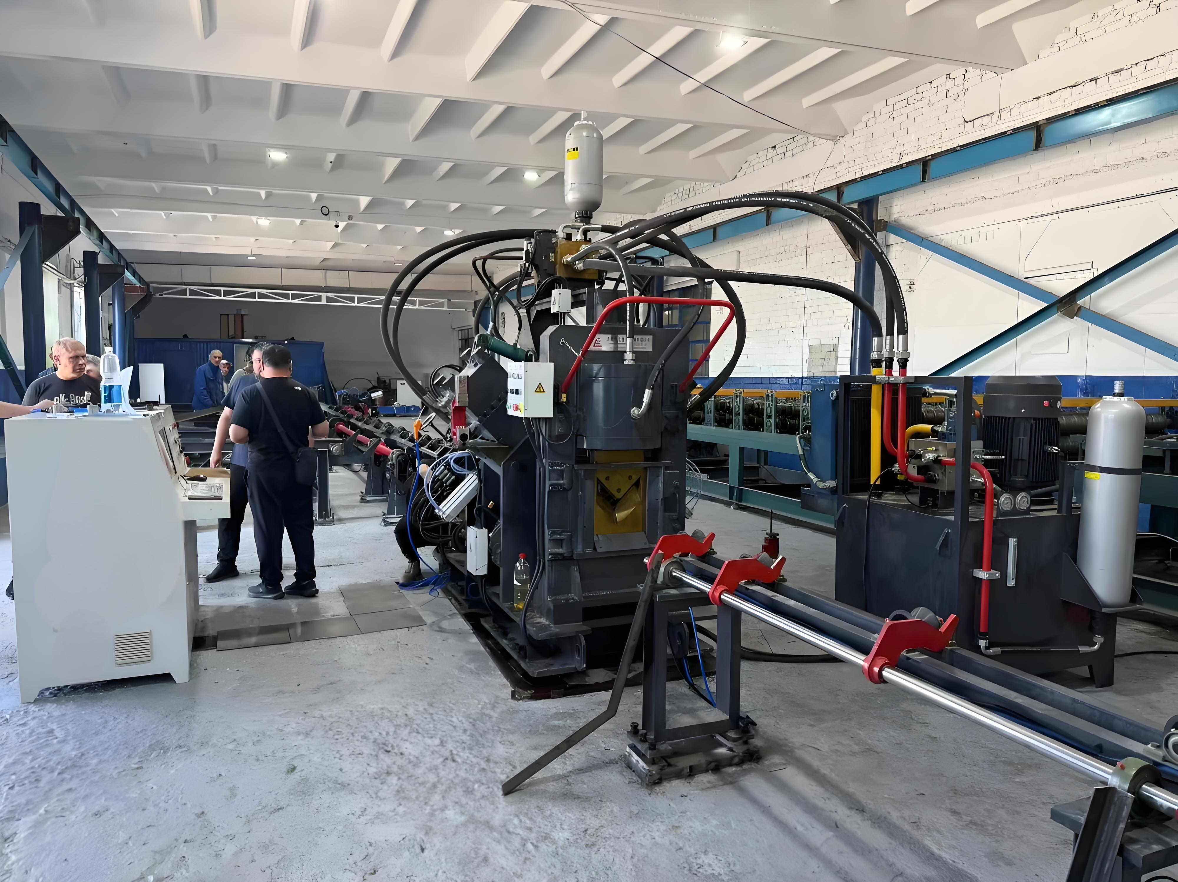 Automatic High Speed CNC Punching, Marking And Shearing Line For Angles Steel Fabrication