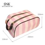Organic Pink Stripe Pattern Waterproof PU Makeup Bag
