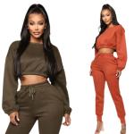 Cotton French Terry Fleece Plain Crew Neck Sweatshirt Crop Oversize Anti Wrinkle