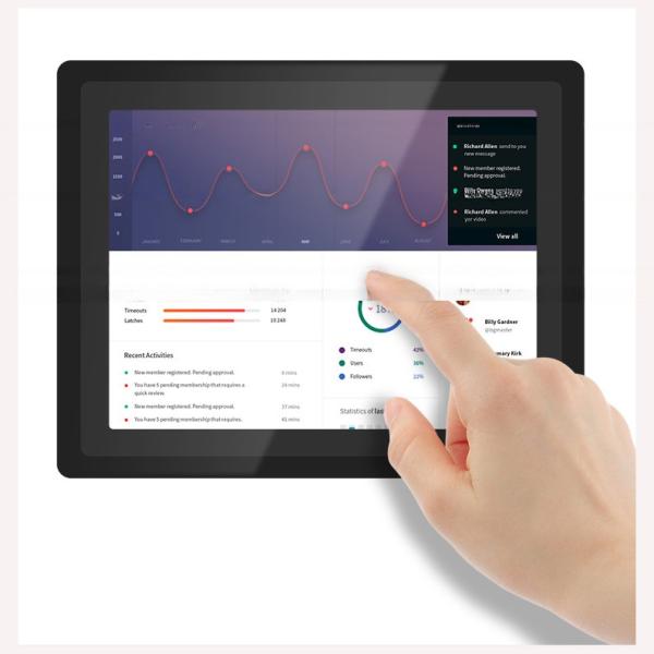 True Flat 19 Inch Dustproof Embedded Resistive Touch Screen Industrial LCD