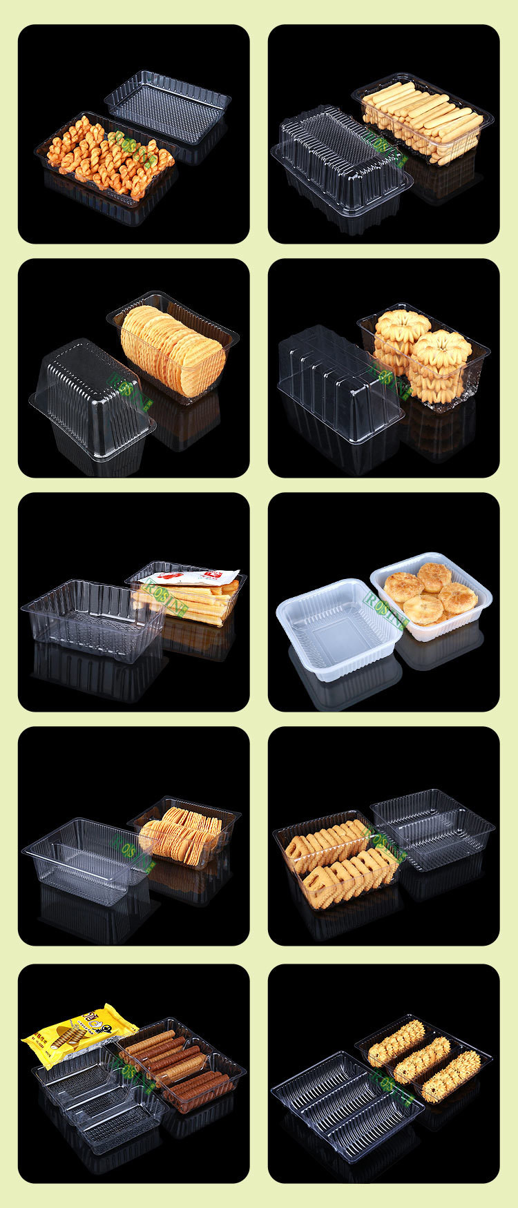 Transparent Plastic Biscuit Packing Tray Disposable Thermoformed PET