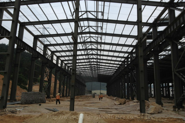 H Section Steel Workshop Steel Structure With Glass Wool Insulation Roof