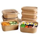 Takeaway Food Grade Kraft Paper Container Tray Rectangular Kraft Paper Food Box