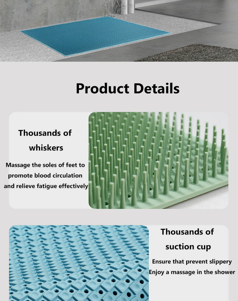 Bathroom Non-Slip Bath Mat Soft Silicone Foot Wash Back Rub Massage Foot Cleaning Mats