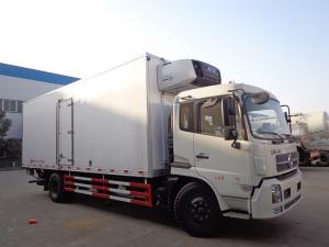 China Dongfeng 10 Ton Refrigerated Truck , -15 ℃ Refrigerated Delivery Truck With Rear Hydraulic Loading Plate wholesale