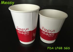 China Red And White personalized paper cups , double wall disposable coffee cups wholesale