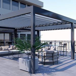 China Waterproof Motorized Pergola Systems Louvre Roof Pergola For Heavy Rain wholesale