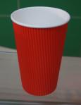 Red PE Coated Paper Ripple Paper Cups Insulated Coffee Cups With Lids 500ml