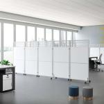 White Portable Office Room Divider Folding Office Space Dividers On Wheels