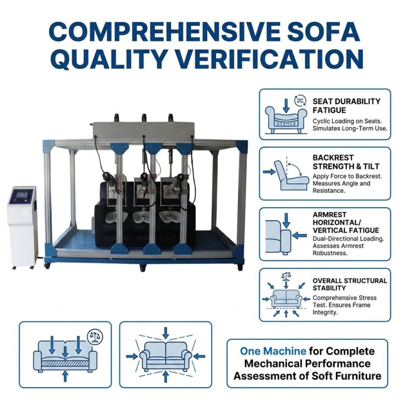 Factory Multi-station Sofa Integrated Fatigue Tester Computer Control Three-seat Sofa Cycle Life Test Equipment
