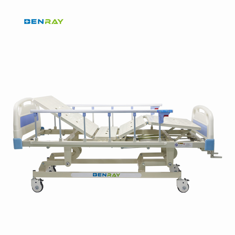3 function manual medical hospital bed for patient 3 crank hospital bed