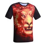 Round neck sublimation printing tiger polyester short sleeve T-shirt