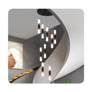 China Indoor Living Room Staircase Modern High Ceiling Chandelier with Dimmable Aluminum Acrylic LED Lights wholesale