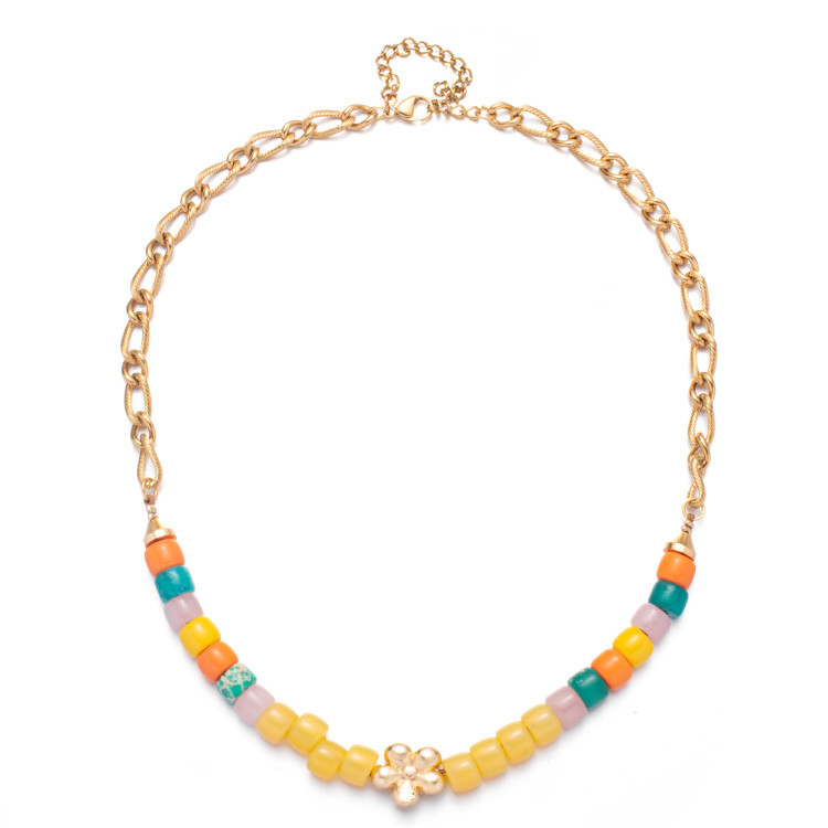 Stainless Steel Forte Beads Bracelet 18k Vacuum Gold Plating with Chain