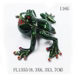 Bejewelled Home decoration Alloy Hand painted crystal Frog metal trinket box