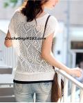 Crochet sweater, hand knitted, Women's Hollow Crochet sweater short-sleeved