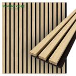 Houses Easy Cleaning Wooden Acoustic Wall Panels Slat Wall Panel With Black Pet