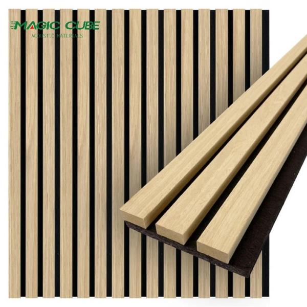 Houses Easy Cleaning Wooden Acoustic Wall Panels Slat Wall Panel With Black Pet