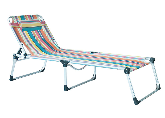 Garden Folding Sun Lounger Adjustable , Folding Patio Recliner Lounge Chaise