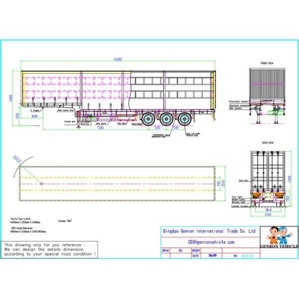 Multifunction Advertising 40ft FUWA Axle Curtain Side Trailers