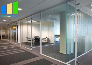 China 12MM Office Tempered Glass Partition Clear Glass Aluminum Frame Partition Wall on sale