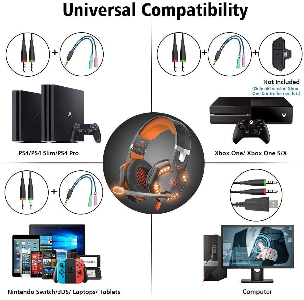 Computer DC5V 2.2kohm G2000 Stereo Gaming Headphone