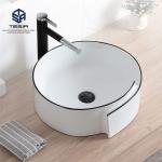 Modern Bathroom Ceramic Gold Black Wash Basin Countertop Sanitary Ware