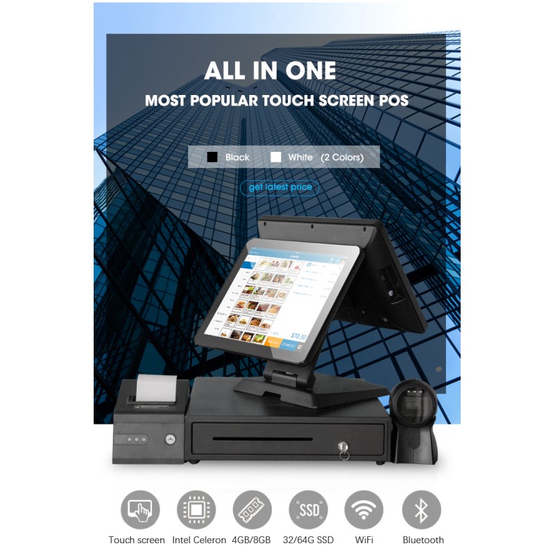 15 Inch Windows POS All In One 10 Point Capacitive Touch Panel