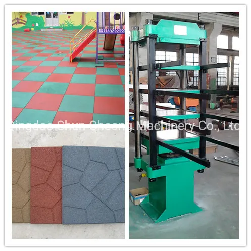 50 Ton Pressure Rubber Floor Tile Making Machine with 4 Working Layers and Manual Push-Out Device