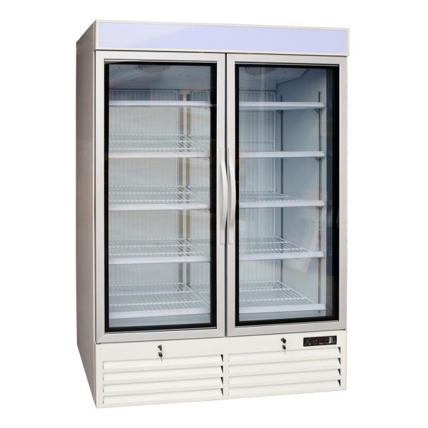 Quality Double Glass Door Commercial Refrigerator , Drink Display Cooler With LED Light Box for sale