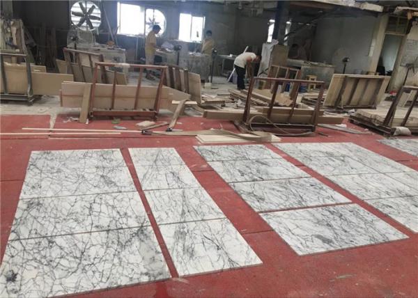 Quality Bespoke 60x60cm Size Natural Stone White Marble Floor Bevel Tiles  for sale