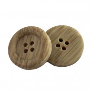 China Round Shape Fake Wooden Polyester Buttons Four Hole 36L Customized Color With Rim wholesale