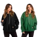 Blank Plus Size Ladies Shirts Kangaroo Pocket Fleece Lined Hoodie Autumn