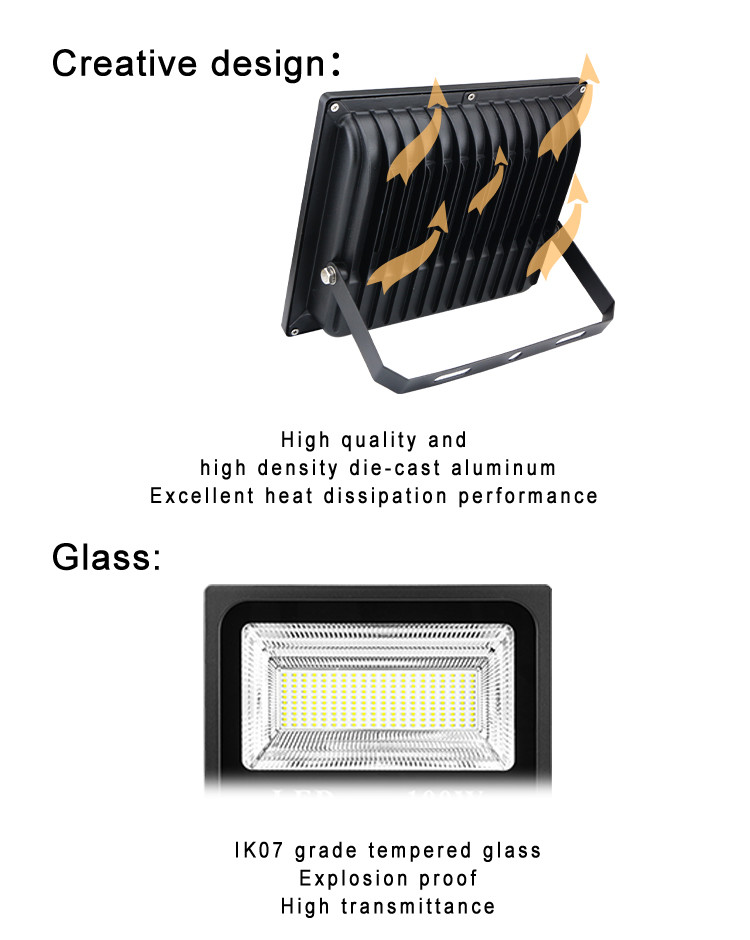 High Temperature Resistant 80lm/W 200w 100w outdoor LED Flood Light Ip65