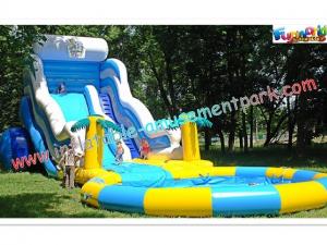 China Huge Rent Commercial Inflatable Slide, Blue Sport Water Slide Pool For Adults on sale