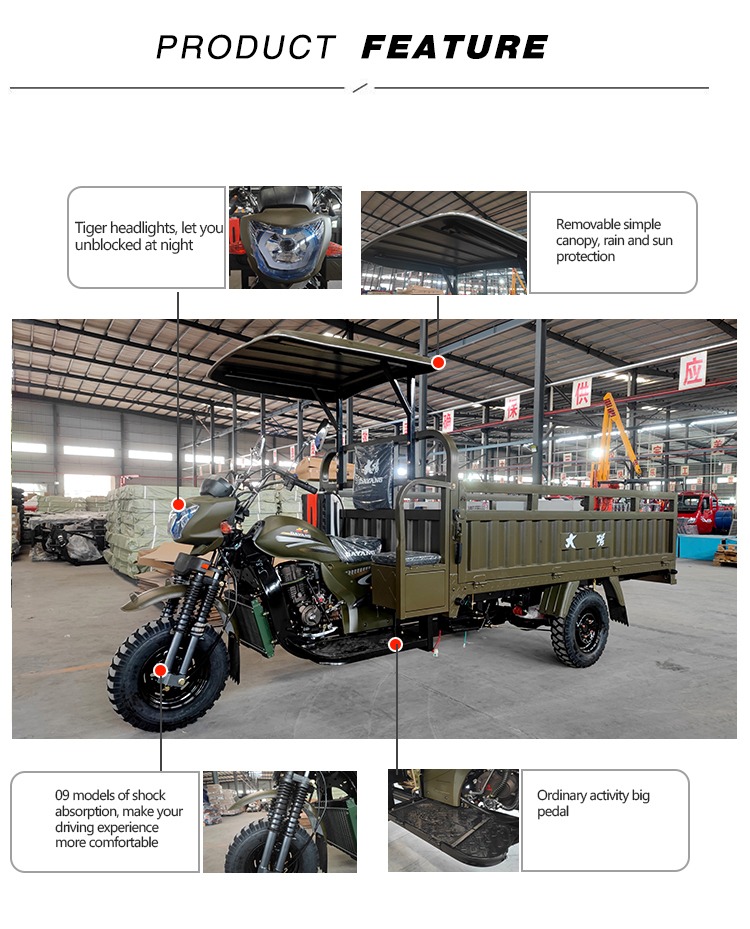 DAYANG 300cc Gas Powered Trike Trimoto Carga Cargo Tricycle for Open Transportation