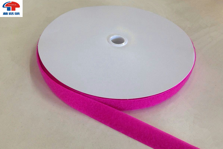 Rose Red Nylon Sew On Hook and Loop Tape , 1" Sticky Hook And Loop
