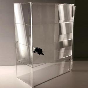 China Four Tier Clear Acrylic Display Racks For Bracelet Earring Jewelry Lockable Door wholesale