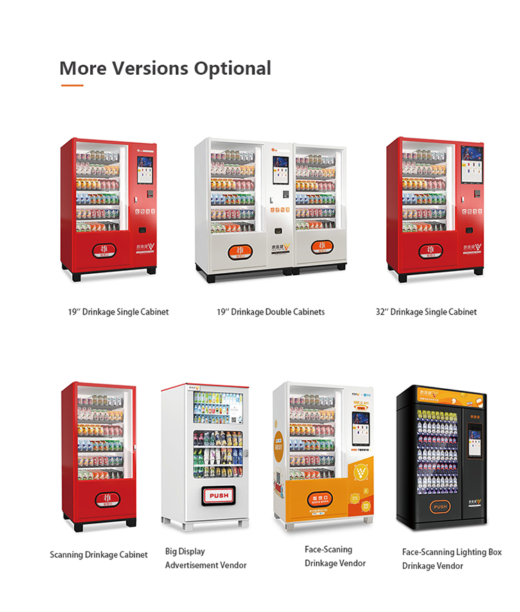 Drinks Beverage Snacks Auto Vending Machine with Payment System OEM