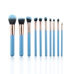 Perfect Contour Makeup Brush Set 10Pcs Soft Synthetic Bristles Wooden Handle