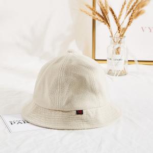 China Winter Unisex Terry Cloth Soft Fabric Bucket Hat Cream Color wholesale