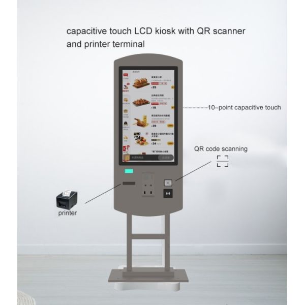 Smart Food Self Ordering Kiosk 32 Inch Android Touch Vertical Payment Supermarket Self Order Machine