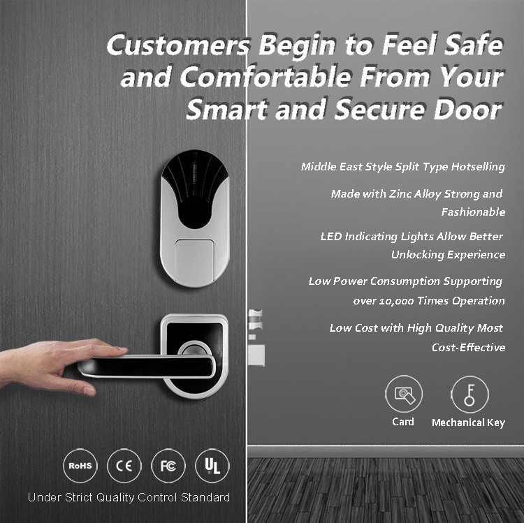 High Security RFID Key Card Door Lock 200 Cards Data Capacity 280 Mm * 80 Mm