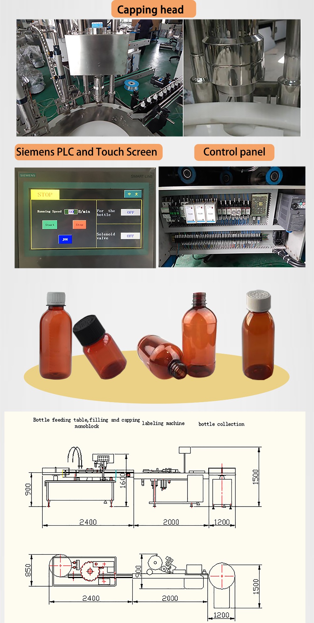 30 Ml Small Bottle Filling Capping Machine 80-120 Bottles / Minute Economical