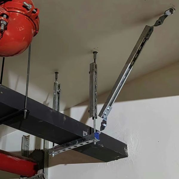 Adjustable Height Seismic Support For Cable Tray With Bolted Mount 4 Inches Wide