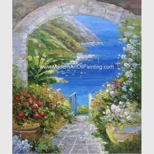 China Modern Palette Knife Oil Painting , Scenery Garden Flower Painting Thick Oil wholesale